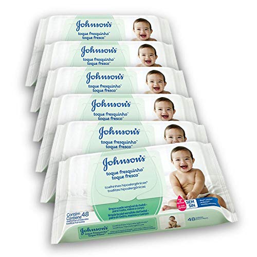 Kit com 6 Lenços Umedecidos JOHNSON'S Baby Toque Fresquinho com 48 Unidades