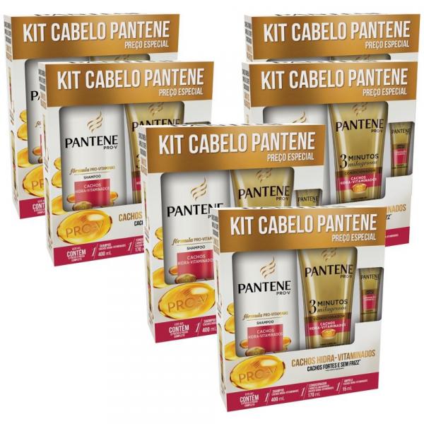Kit com 6 Pantene Cachos Hidra-Vitaminados Shampoo 400ml + Condicionador 3 Minutos + Ampola 15ml