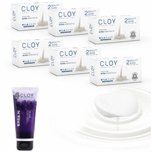 Kit com 6 Sabonetes Cloy Beauty Bar Milk + 1 Loção Hidratante Cloy Urban