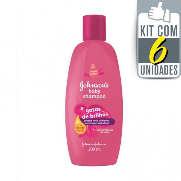 Kit com 6 Shampoos JOHNSONS Baby Gotas de Brilho 200ml - Johnsons