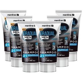 Kit com 6 Shampoos que Reduz Cabelos Brancos Gradual Men