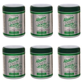 Kit com 6 Softhair Alisaline Creme Alisante Light Verde 130g