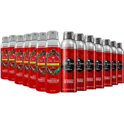 Kit com 7 Desodorantes Old Spice Antitranspirante Spray VIP 150mL + 7 Desodorantes Aerossol Old Spic