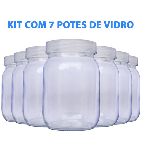 Kit com 7 Potes de Vidro para Leite Materno 200ml