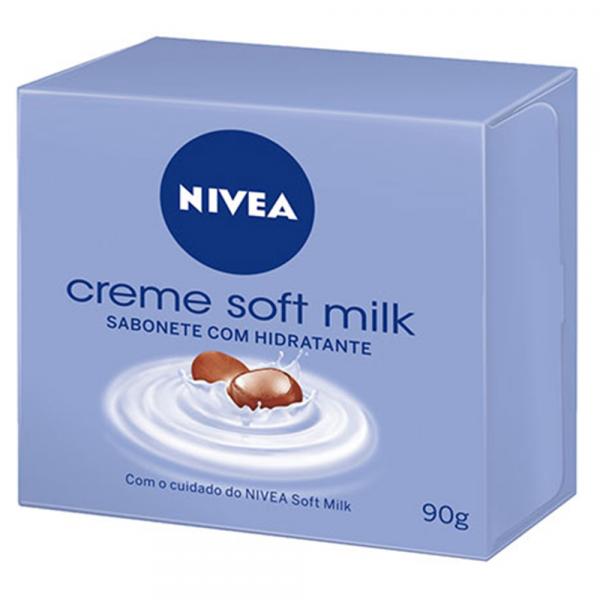 Kit com 72 Sabonete em Barra Nivea Hidratante Creme Soft Milk 90 G
