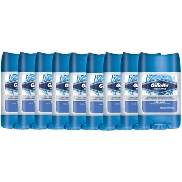Kit com 9 Desodorantes Clear Gel Cool Wave 82g - Gillette