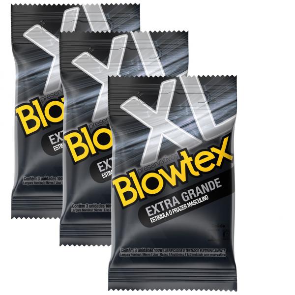 Kit com 9 Preservativo Blowtex Extra Grande C/ 3 Un Cada