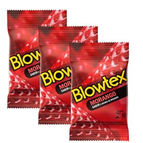 Kit com 9 Preservativo Blowtex Morango C/ 3 Un Cada