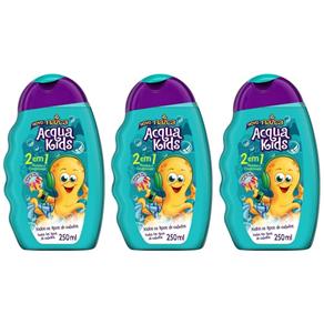 Kit com 3 Acqua Kids Tutti Frutti Shampoo Infantil 2em1 250ml