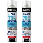 Kit Com 2 Álcool 70 Spray Aerosol 70% Higienizador de Mãos Antisséptico Bactericida