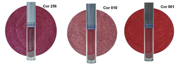 Kit com 3 Batons Ruby Rose Metalizado Metalicool - Kit 1