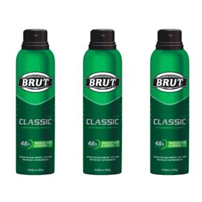 Kit com 3 Brut Classic Desodorante Aerosol 48h 150ml