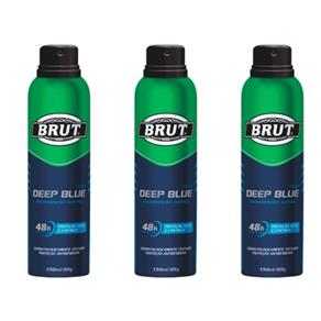 Kit com 3 Brut Deep Blue Desodorante Aerosol 48h 150ml