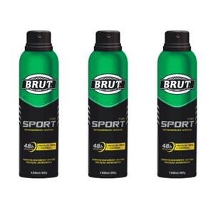 Kit com 3 Brut All Day Sport Desodorante Aerosol 48h 150ml