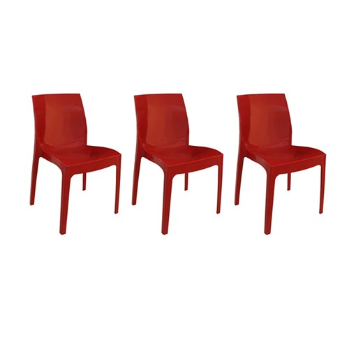 Kit com 3 Cadeiras Femme Vermelha