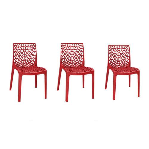 Kit com 3 Cadeiras Gruvyer Vermelha