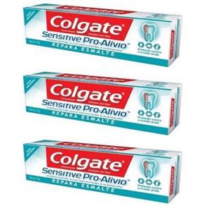 Kit com 3 Colgate Sensitive Pro Alivio Creme Dental Repara Esmalte 110g