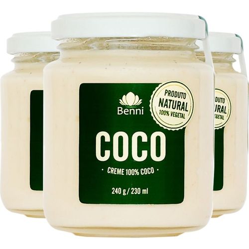 Kit com 3 Creme de Coco da Benni Alimentos 240g