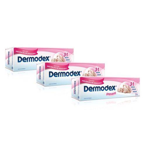 Kit com 3 Cremes para Prevenção de Assaduras Dermodex Prevent 30g