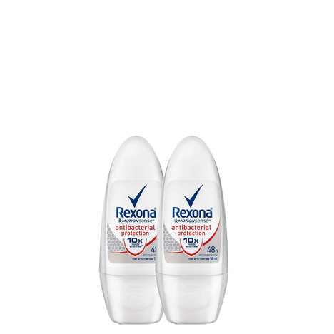 Kit com 2 Desodorante Antitranspirante Roll-On Rexona Women Antibacteriano 50Ml