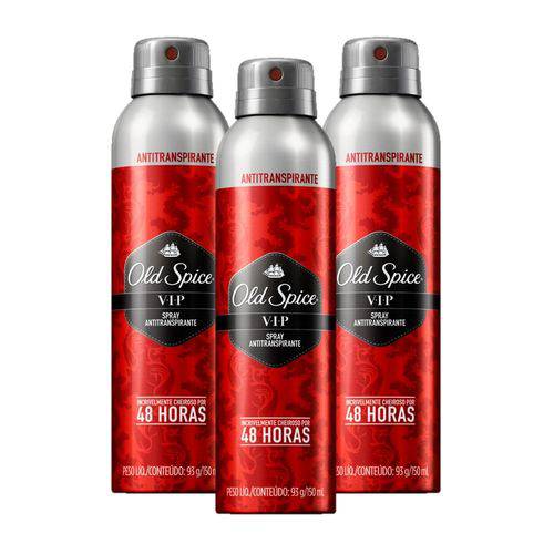 Kit com 3 Desodorantes Antitranspirante Old Spice Vip Spray 150ml