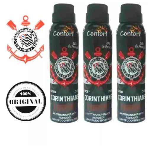 Kit com 3 Desodorantes Corinthians Antitranspirante 48 Horas 150 Ml - Confort