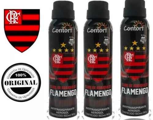 Kit com 3 Desodorantes Flamengo Antitranspirante 48 Horas 150 Ml - Confort