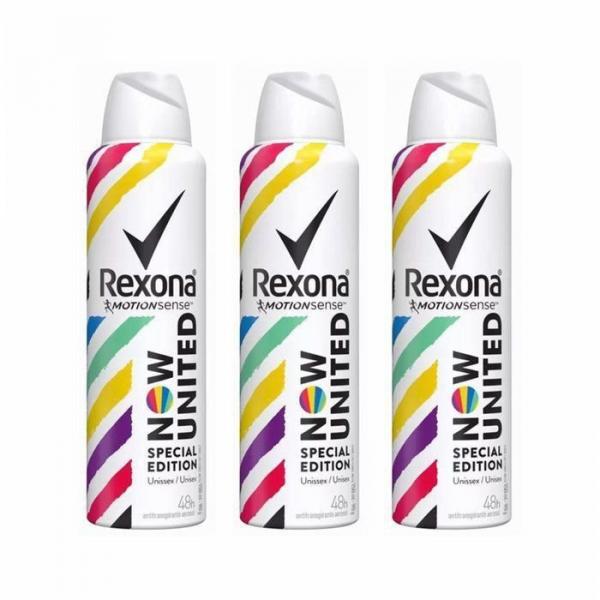 Kit com 3 Desodorantes Rexona Now United - Aerosol com 150 Ml Cada - Unilever