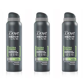 Kit com 3 Dove Extra Fresh Desodorante Aerosol Masculino 89g