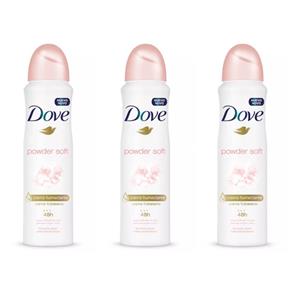 Kit com 3 Dove Powder Soft Desodorante Aerosol Feminino 89g