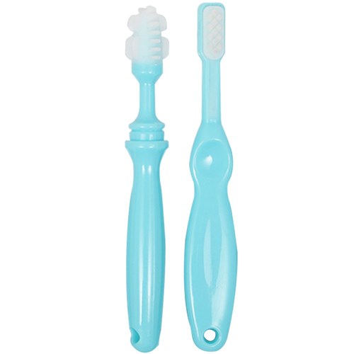 Kit com Escova de Dentes e Massageador de Gengiva para Bebês - Buba (Azul)