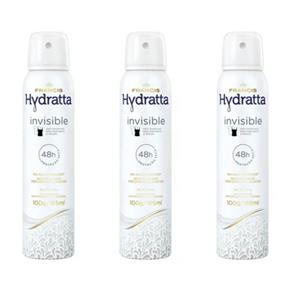 Kit com 3 Francis Hydratta Invisible Desodorante Aerosol 165ml