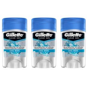 Kit com 3 Gillette Clear Gel Cool Wave Desodorante 45g