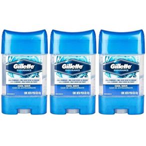 Kit com 3 Gillette Clear Gel Desodorante Gel Cool Wave 82g