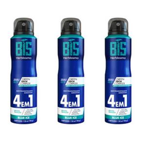 Kit com 3 Herbíssimo Bis Blue Ice Desodorante Aerosol 150ml