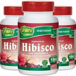 Kit com 3 Hibisco Com Gengibre 500mg Unilife 180 Comprimidos