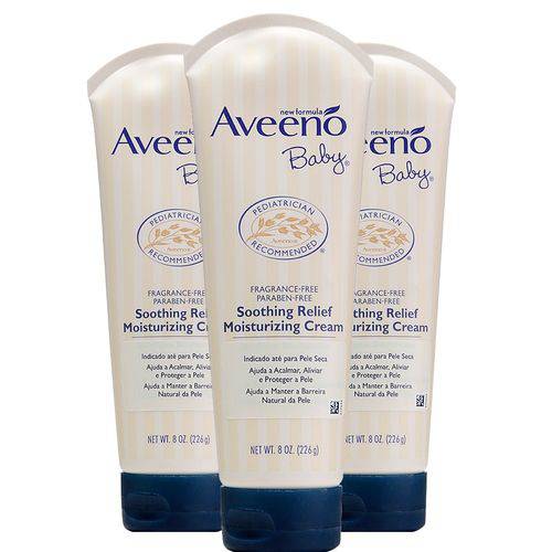 Kit com 3 Hidratantes Corporal Soothing Relief Aveeno Baby 226g