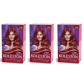 Kit com 3 Koleston Coloração Kit 7744 Vermelho Super Intenso