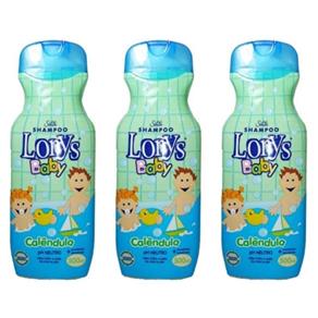 Kit com 3 Lorys Baby Calendula Shampoo Infantil 500ml