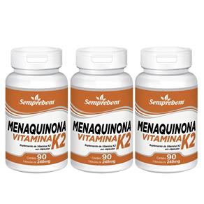 Kit com 3 Menaquinona Vitamina K2 Semprebom? 90 Cápsulas Cada de 240 Mg.