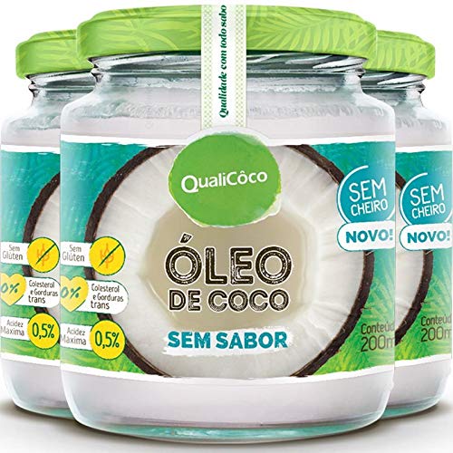 Kit com 3 Óleo de Coco Sem Sabor QualiCoco 200ml