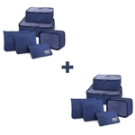 Kit com 2 Organizadores de Malas de 6 Peças Azul Liso - Jacki Design
