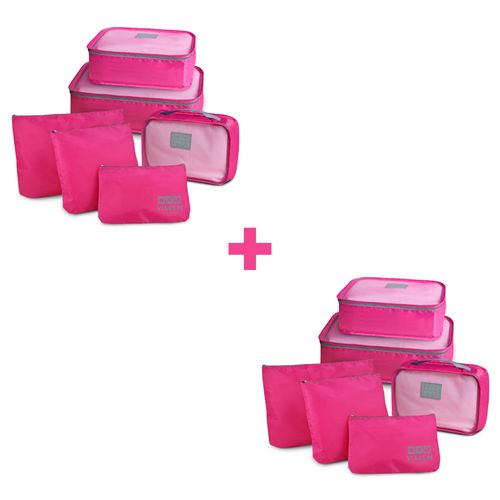 Kit com 2 Organizadores de Malas de 6 Peças Pink - Jacki Design