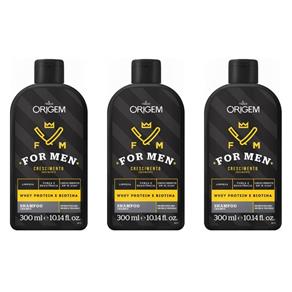 Kit com 3 Origem For Men 3em1 Shampoo 300ml