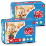 Kit Com 2Pct Fralda Baby Roger Xg 100 Fraldas