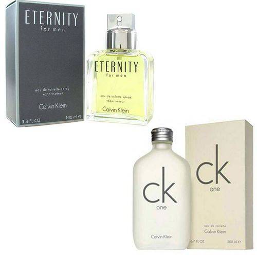 Kit com Perfume Calvin Klein Eternity 100ml Masculino e Ck One 200ml