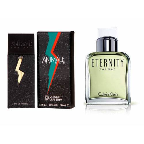Kit com Perfume Calvin Klein Eternity 100ml Masculino e Perfume Animale For Men 100ml Masculino