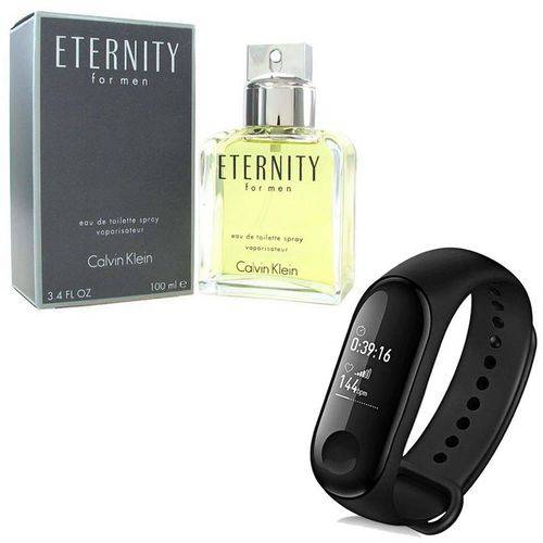Kit com Perfume Eternity For Men 100ml - Calvin Klein e Relógio Inteligente Mi Band 3 - Xiaomi