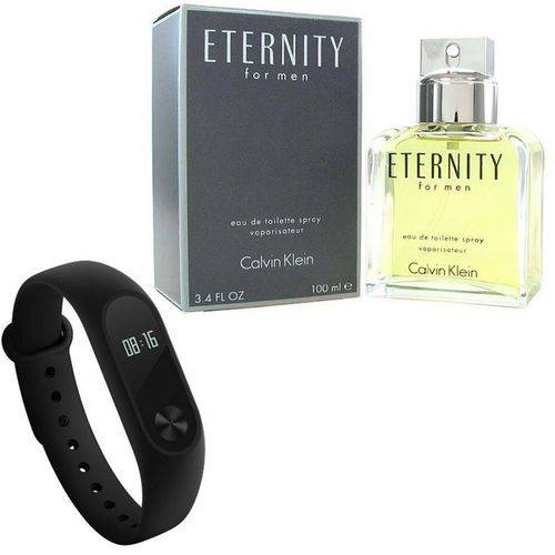 Kit com Perfume Eternity For Men 100ml - Calvin Klein e Relógio Inteligente Mi Band 2 - Xiaomi