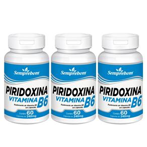 Kit com 3 Piridoxina Vitamina B6 ? Semprebom - 60 Cápsulas Cada de 240 Mg.